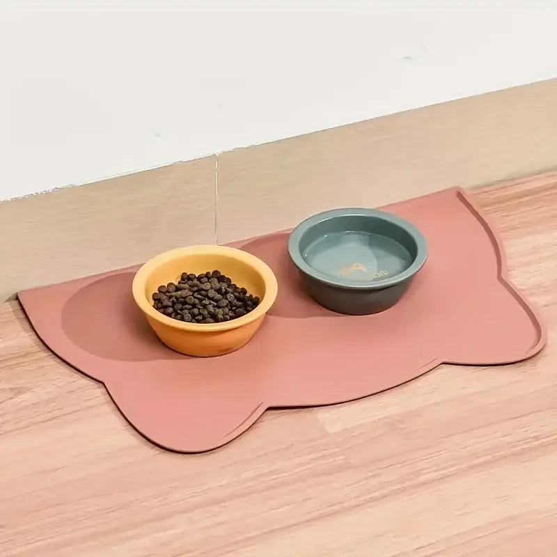 1pc Waterproof Silicone Pet Food Mat - Non-Slip Easy To Clean Perfect For Dogs And Cats