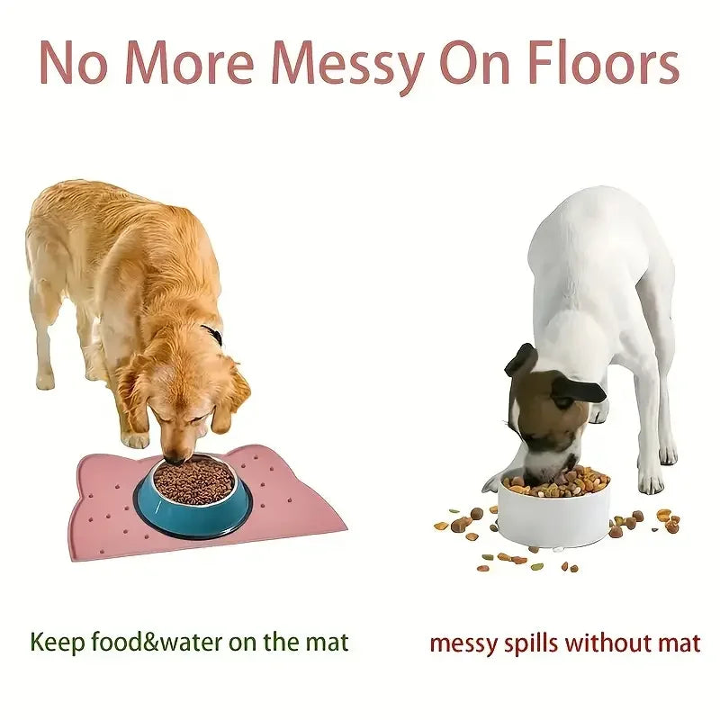 1pc Waterproof Silicone Pet Food Mat - Non-Slip Easy To Clean Perfect For Dogs And Cats